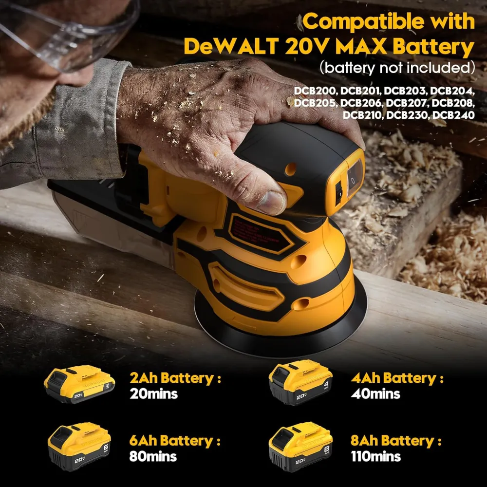 Cordless Orbital Sander for 20V Battery, Yellow