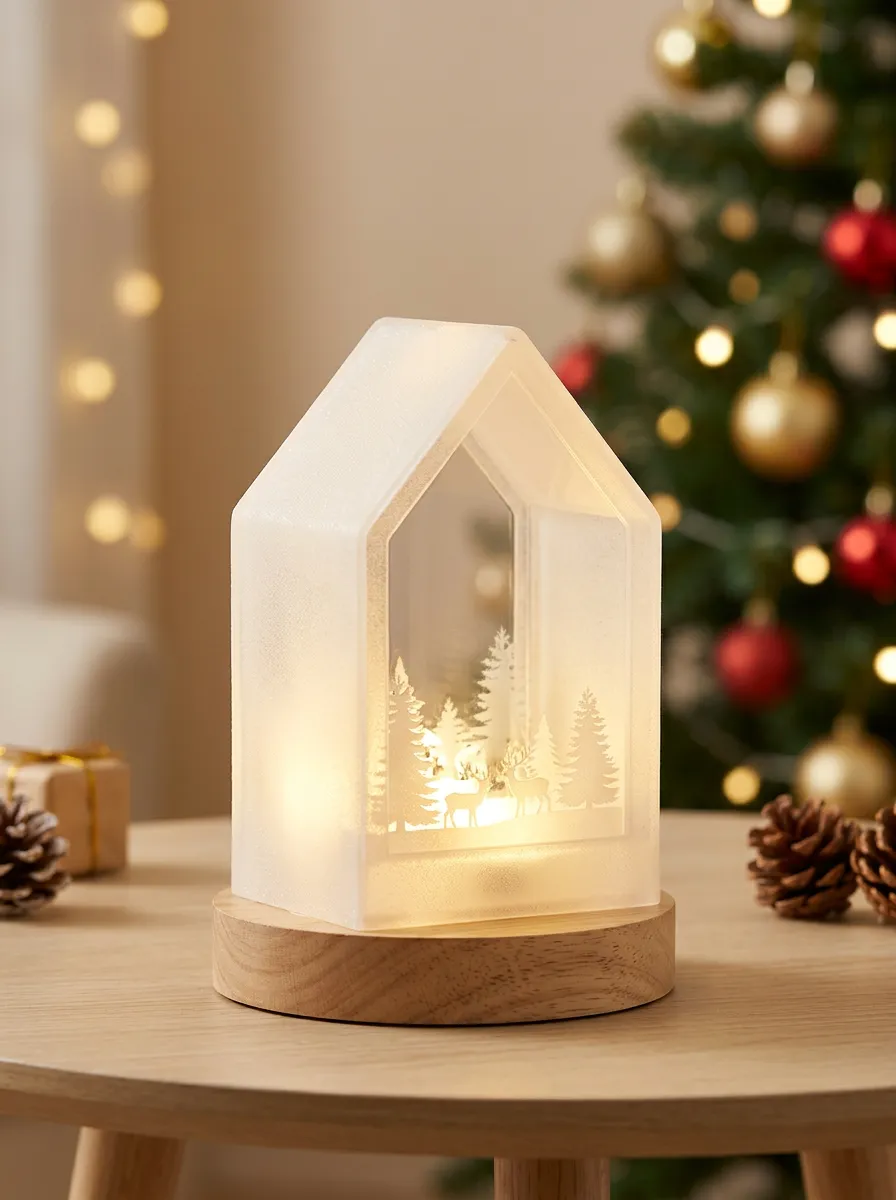 Festive Forest Deer Deer Seasonal Design Christmas Light-Up Tree Decor