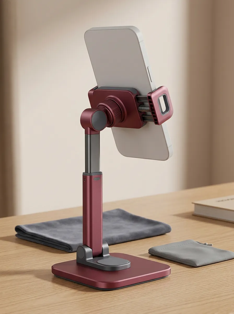 Adjustable Red Metal Phone Stand