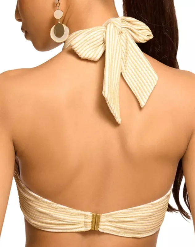 Metallic Textured Ribbed Bikini Top
