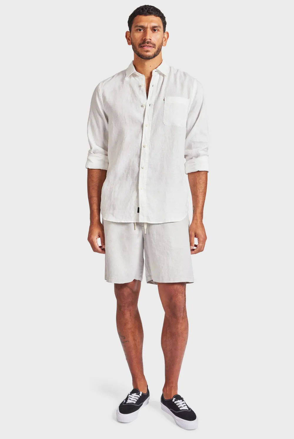Minimalist Solid Linen Blend Casual Everyday Shorts
