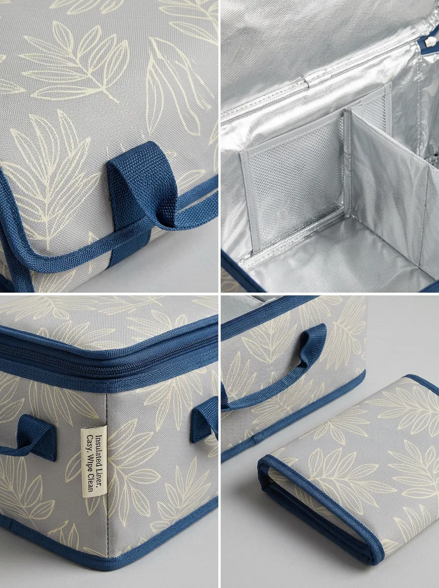 Unisex Botanical Leaf Pattern Insulated Printed Lunch Bag