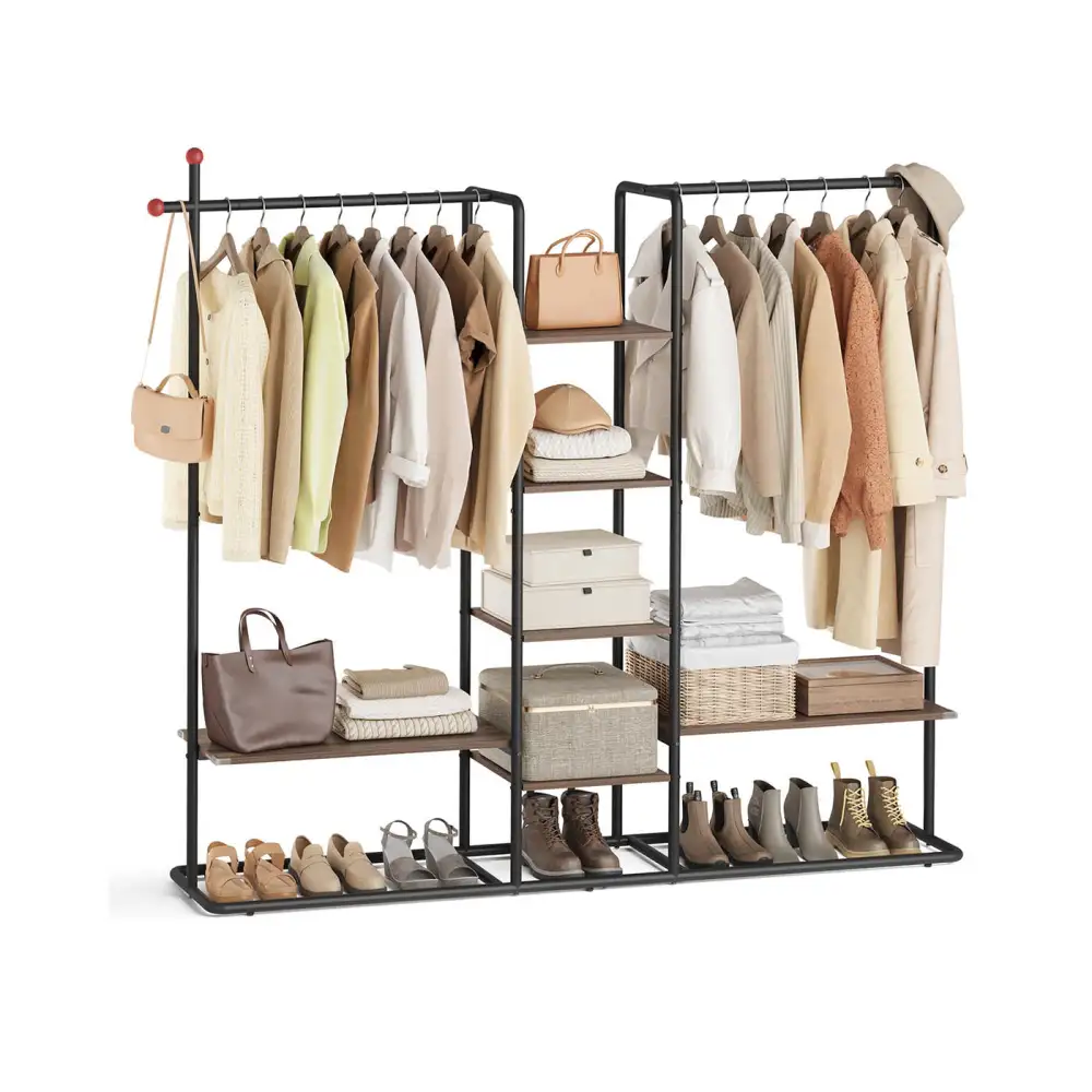 Open Clothes Rail With Storage Shelves