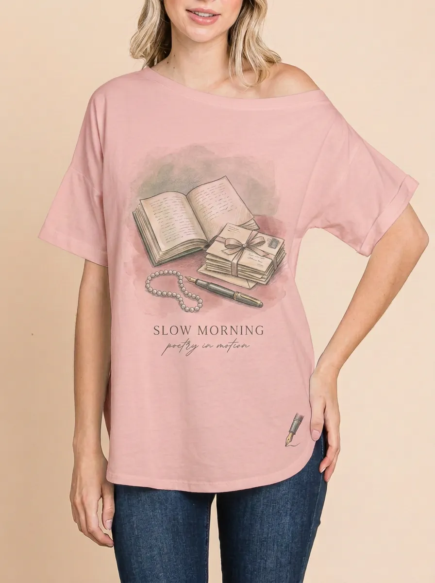 Women's Book Lover Vintage Stationery Printed T-shirt