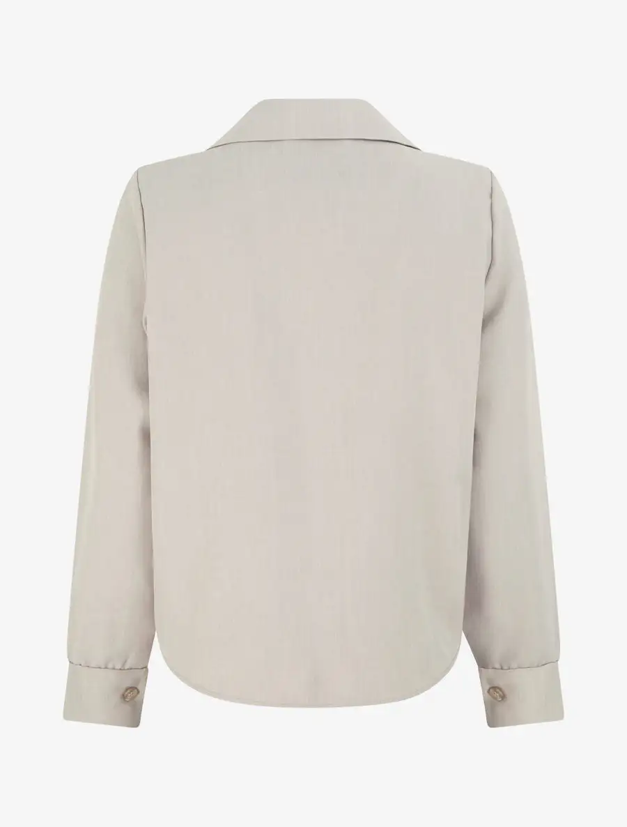 Effortless Long Sleeve Straight Fit Stand Collar Button Shirt