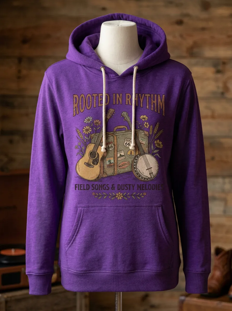 Guitar Banjo Women's Country Music Printed Hoodie