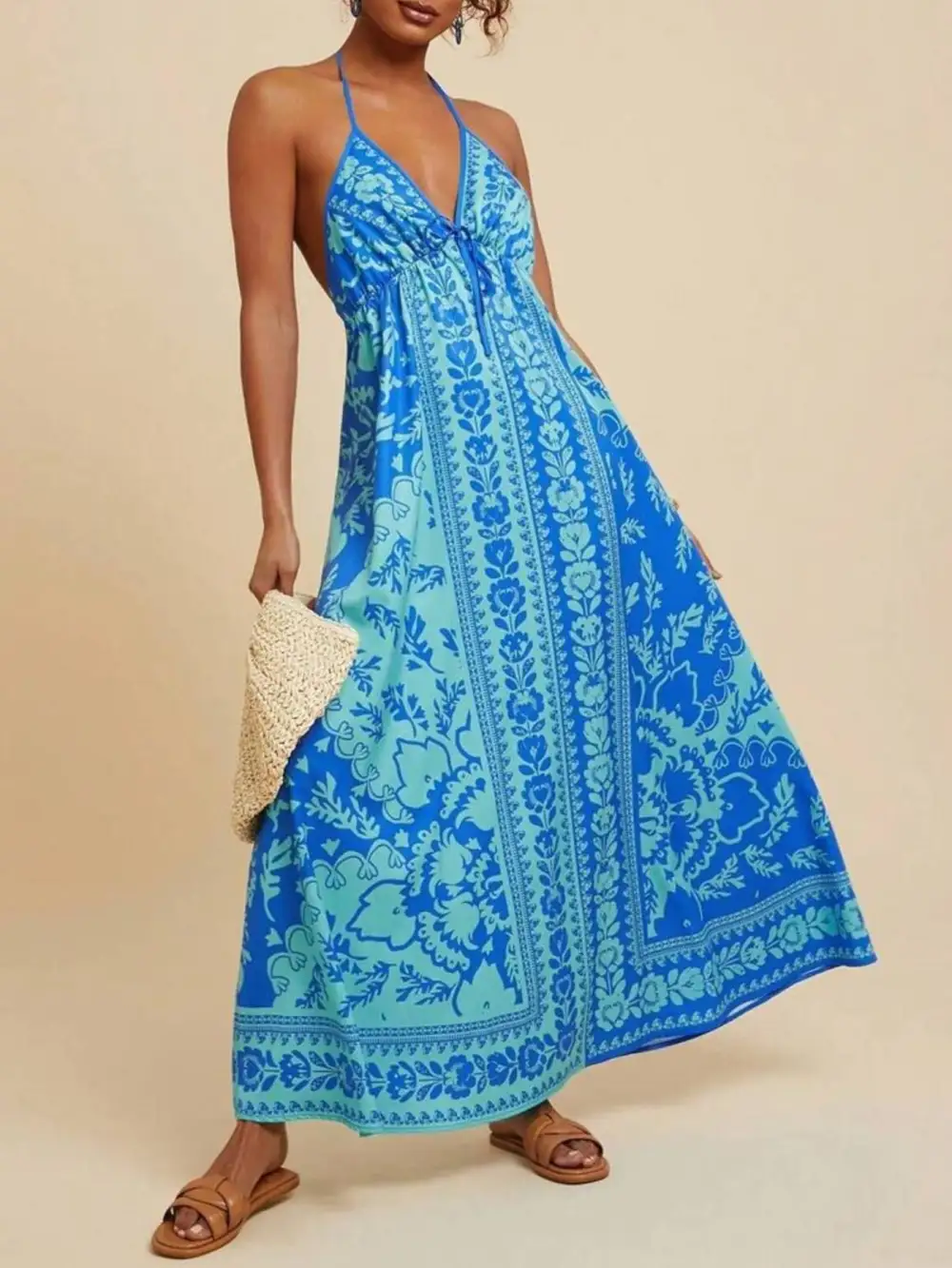 Halter Floral Maxi Dress