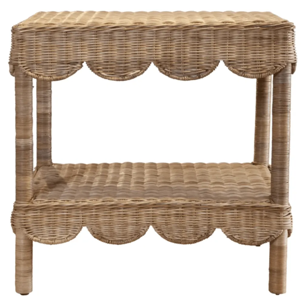 Scalloped Woven Side Table