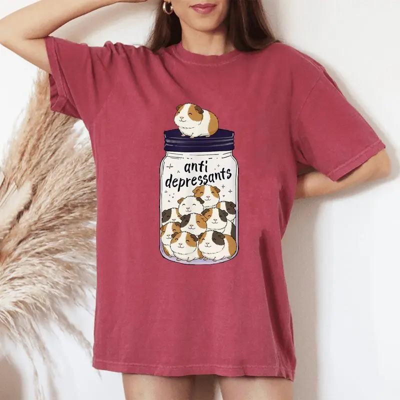 Guinea Pig Anti Depressant Jar Zoo Boys Girls Kids Women's Oversized Comfort Colors T-Shirt