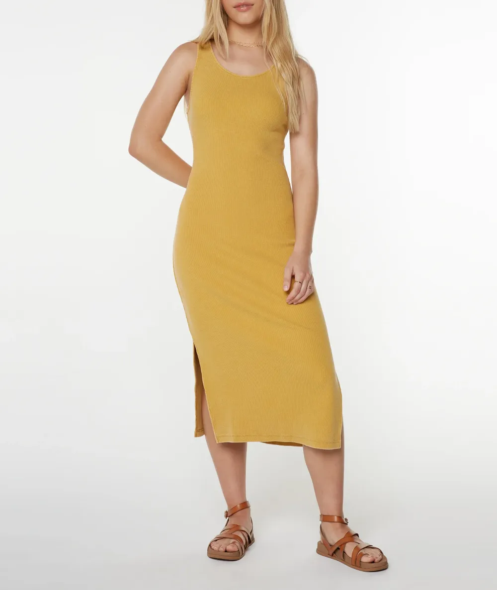 Stretch Cotton Ribbed Figure-Hugging Dress