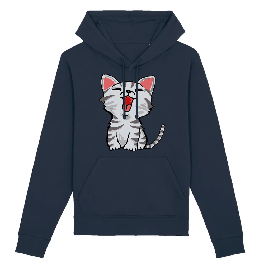 Small Cat Graphic Pullover Hoodie