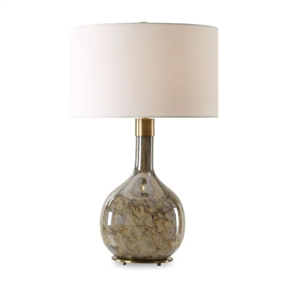 Drum Shade Glass Metal Table Lamp