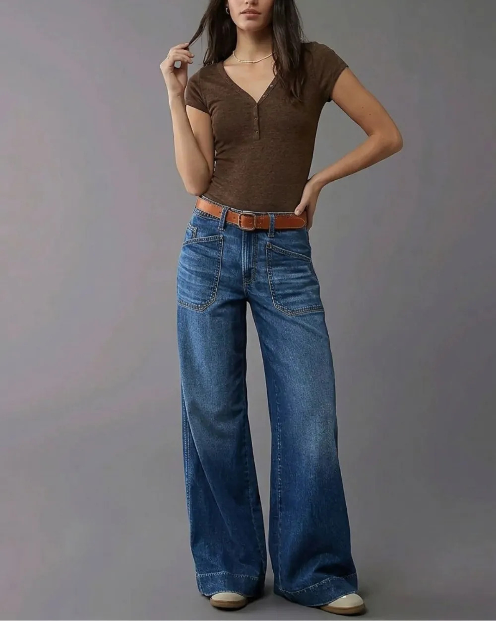 Casual Wide-Leg Straight Jeans