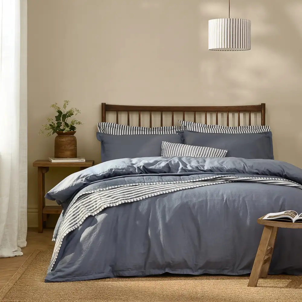 Calm Bedroom Printed Washed Cotton Duvet Cover Set