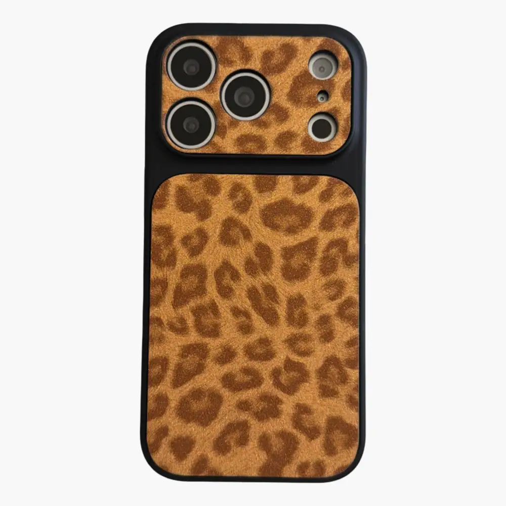 Leopard Wrist Strap Textured Phone Case