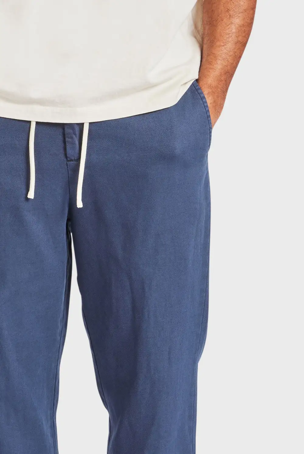 Casual Drawstring Waist Cotton Blend Trousers