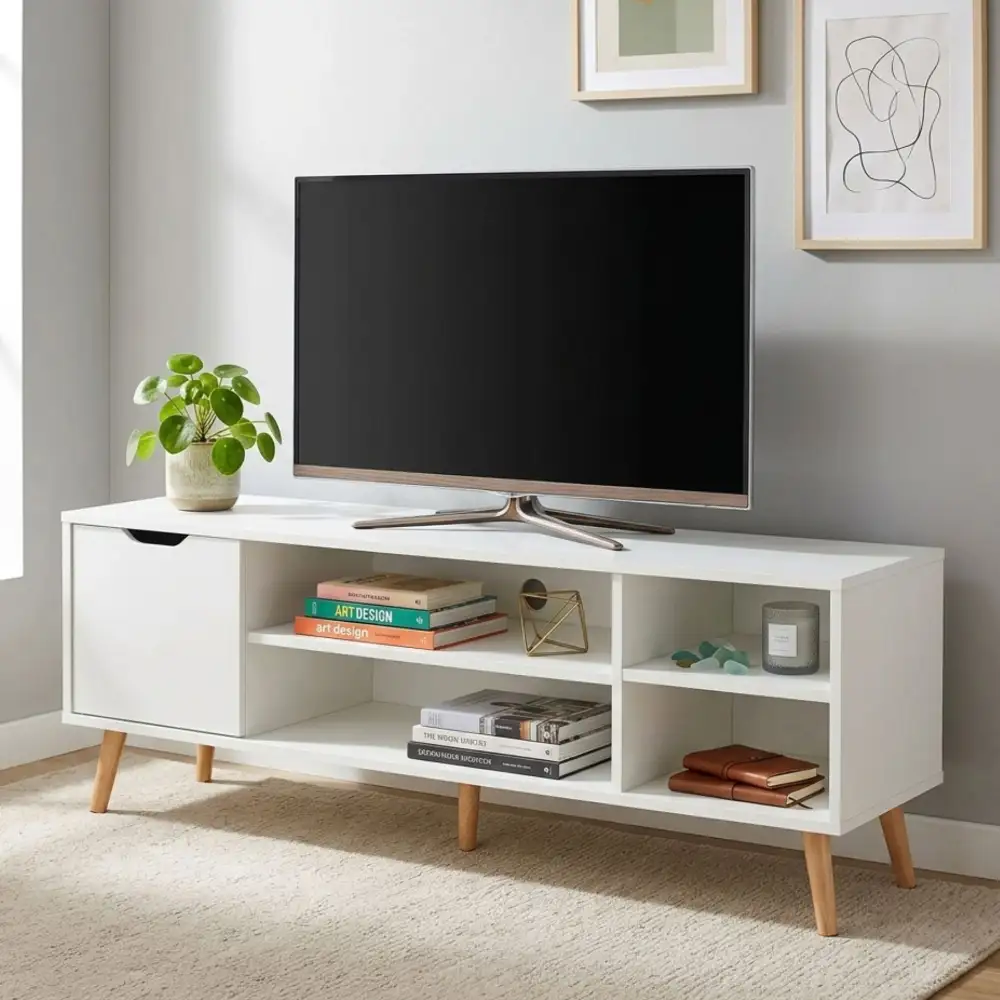 Clean Line Wood Leg Entertainment Console