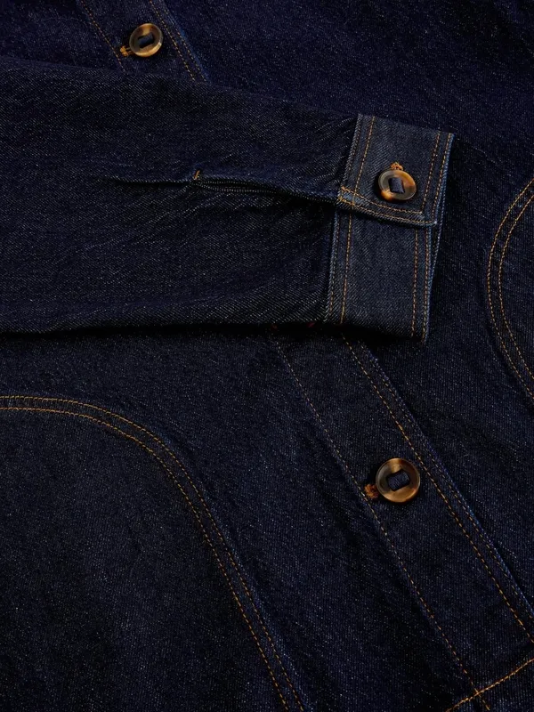Cotton Denim Collared Jacket
