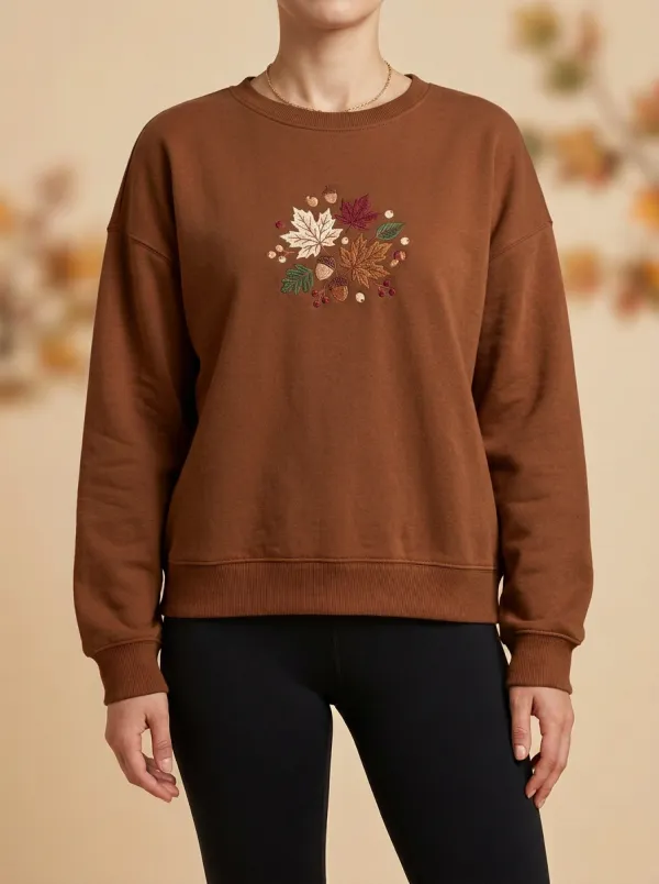 Relaxed Embroidered Acorn Graphic Sweatshirt