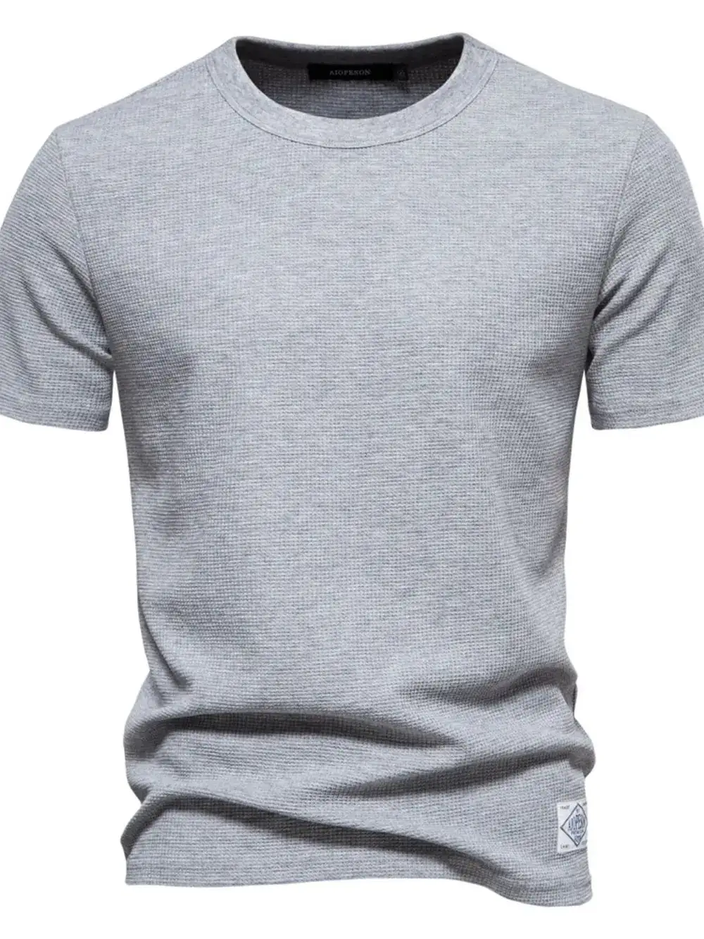 Waffle Knit Short Sleeve Crew Neck Tee