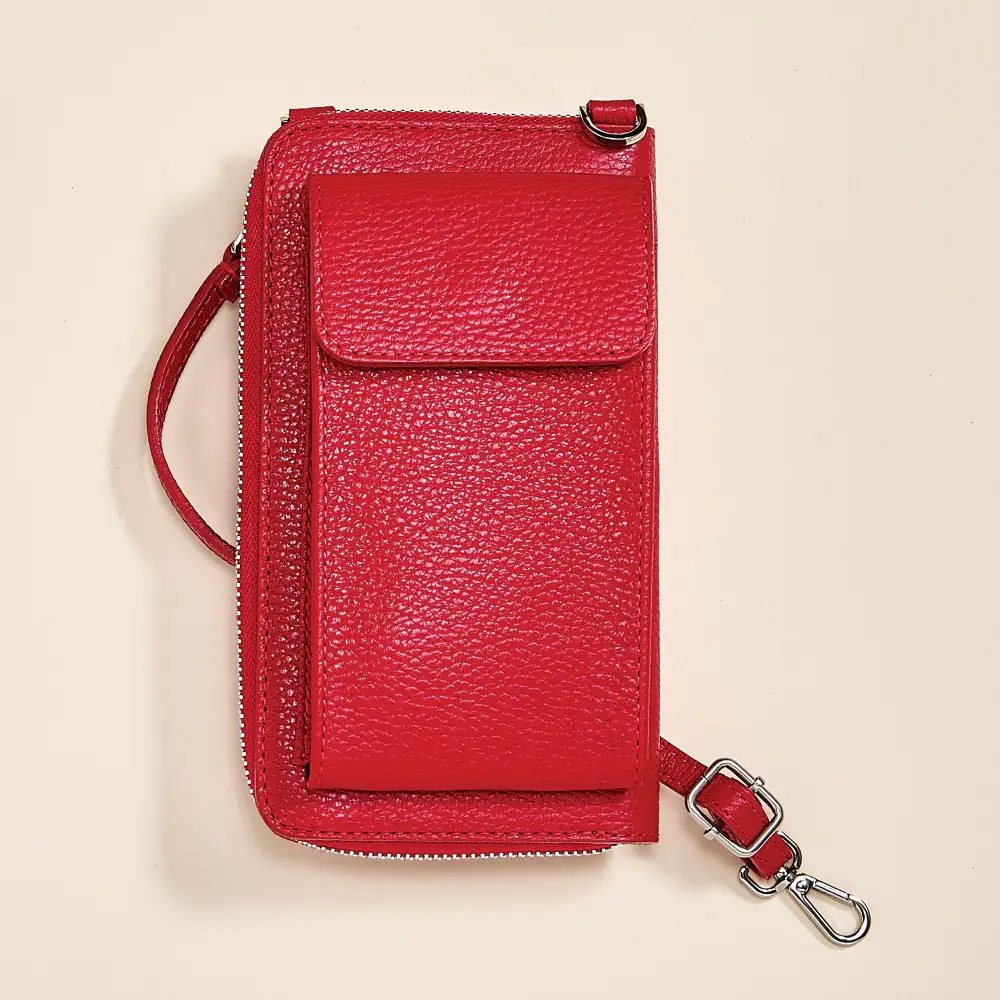 Polished Leather Phone Crossbody Bag