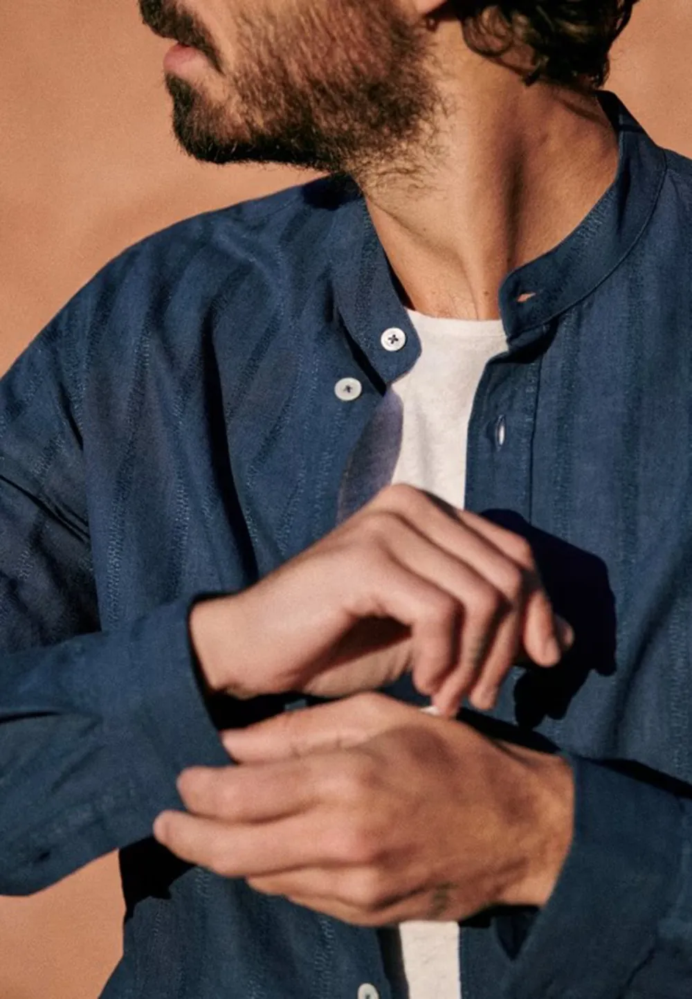 Classic White Cotton Linen Blend Button Up Shirt