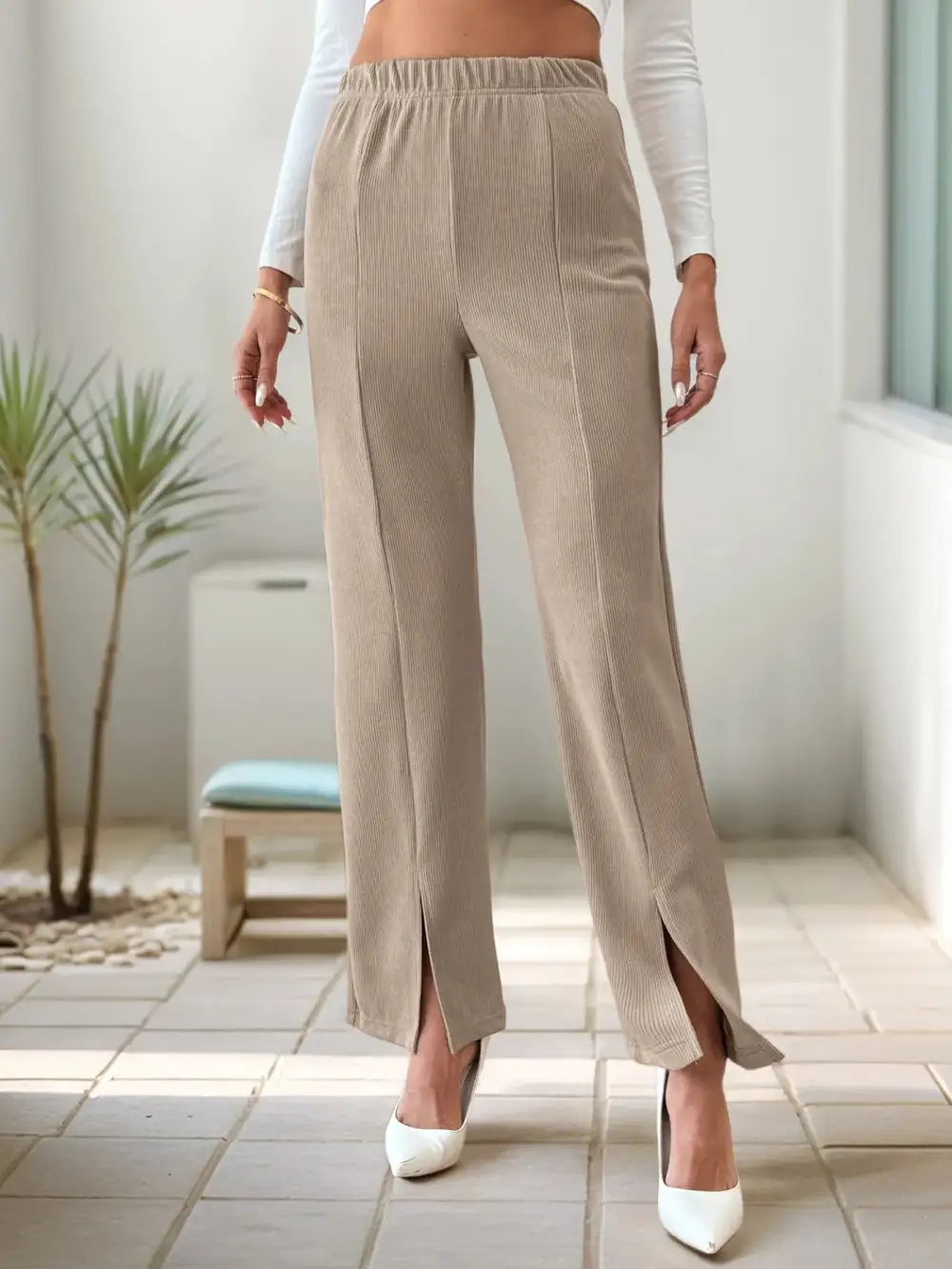 High Waist Slit Pants