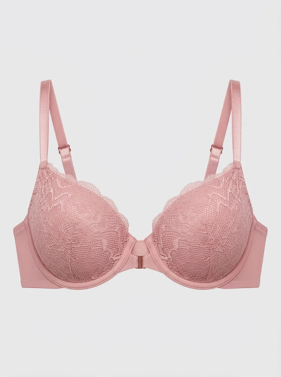 Soft-Look Push-Up Lace Floral Silhouette Women's Bra
