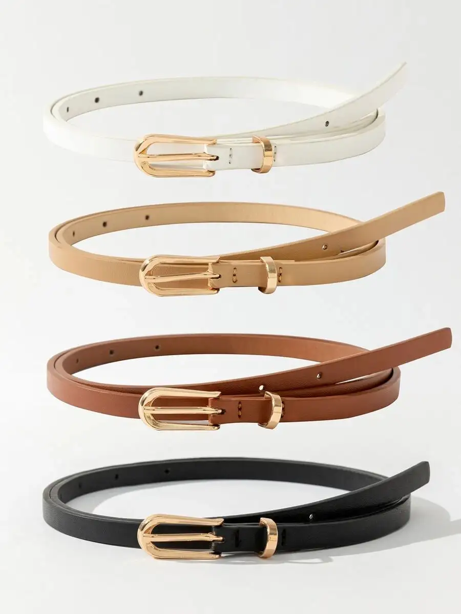 Thin Geometric Buckle Belt