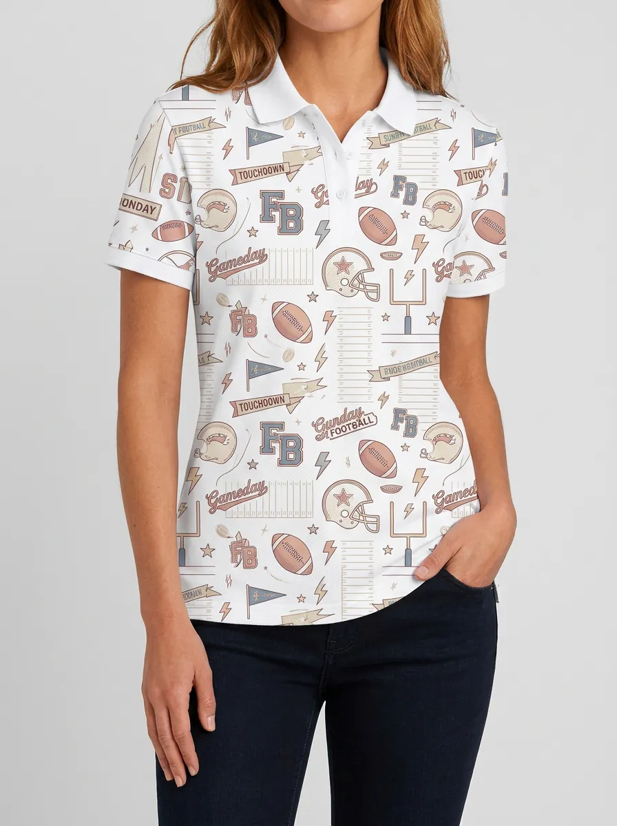 Football Gameday Helmet Graphic Polo Shirt