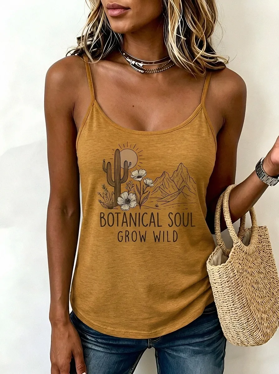 Women's Botanical Soul Cactus Mountain Printed Tank Top