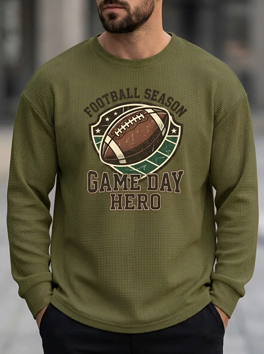 Men's Football Season Game Day Hero Printed Waffle Sweatshirt