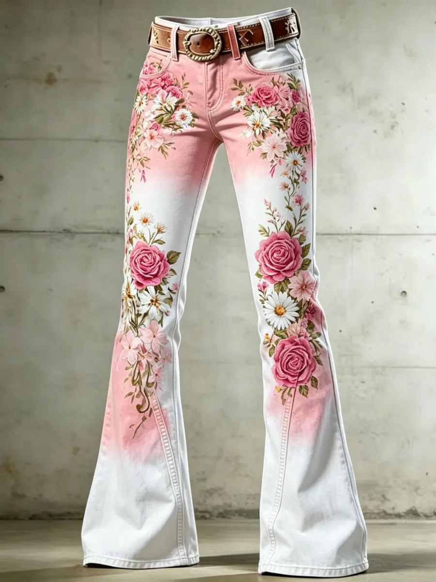 Women's Floral Casual Long Pants