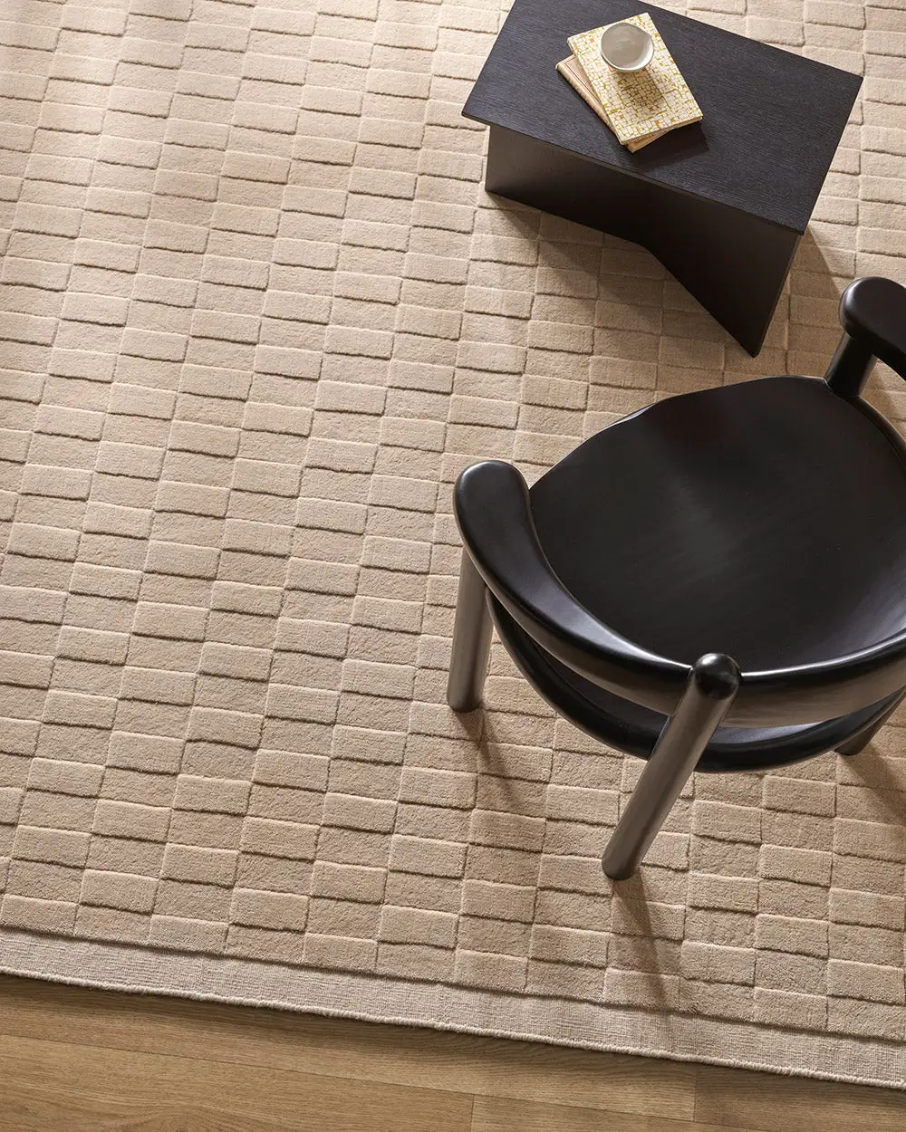 Wool Checkered Contemporary Area Rug