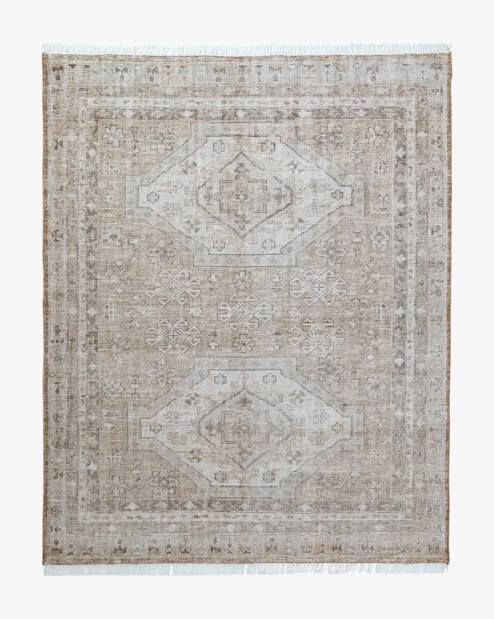 Fringed Hand-Knotted Polyester Area Rug