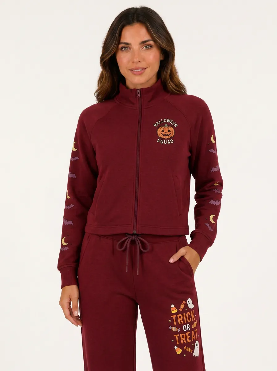 Women's Halloween Squad Pumpkin Ghost Printed Tracksuit
