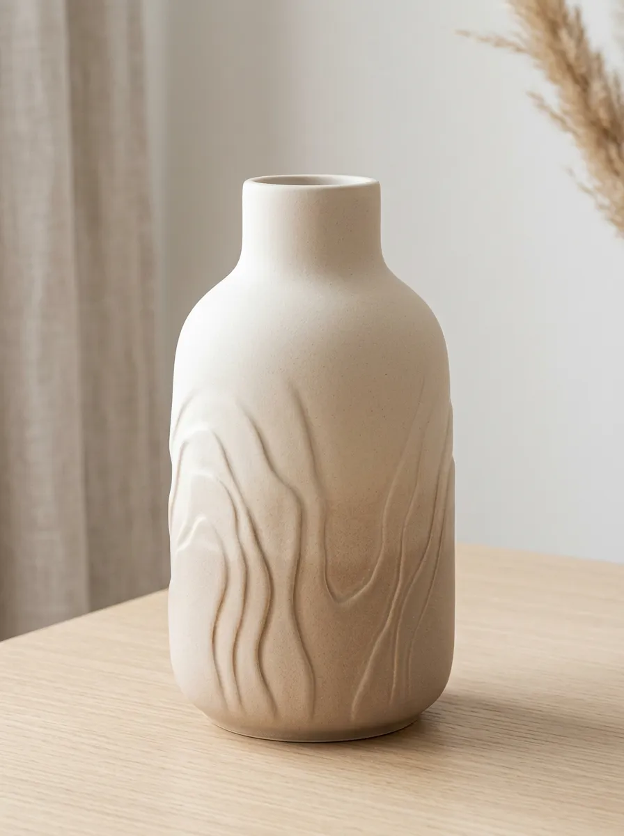 Minimalist Abstract Wavy Textured Ceramic Table Vase