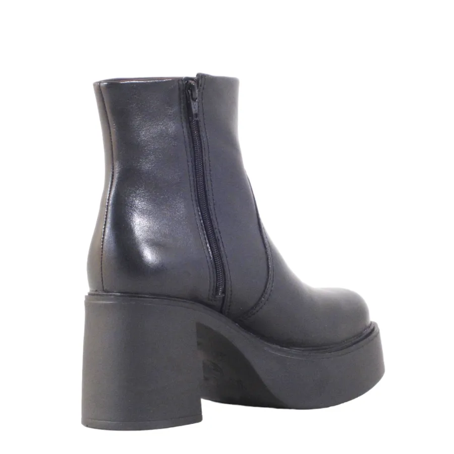 Leather Platform Zip Ankle Boots