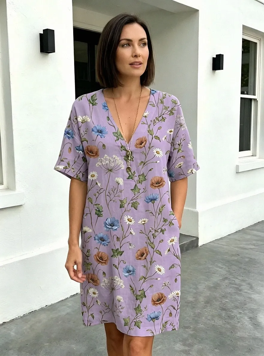 Women's Summer Vacation Wildflower Floral Printed Dress