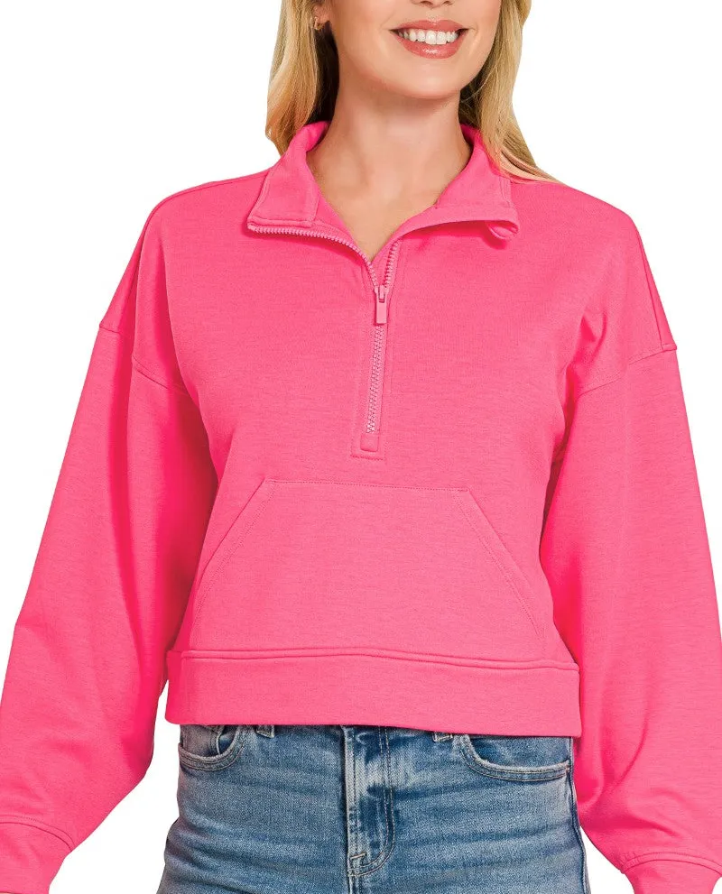 Half-Zip Kangaroo Pocket Sweatshirt