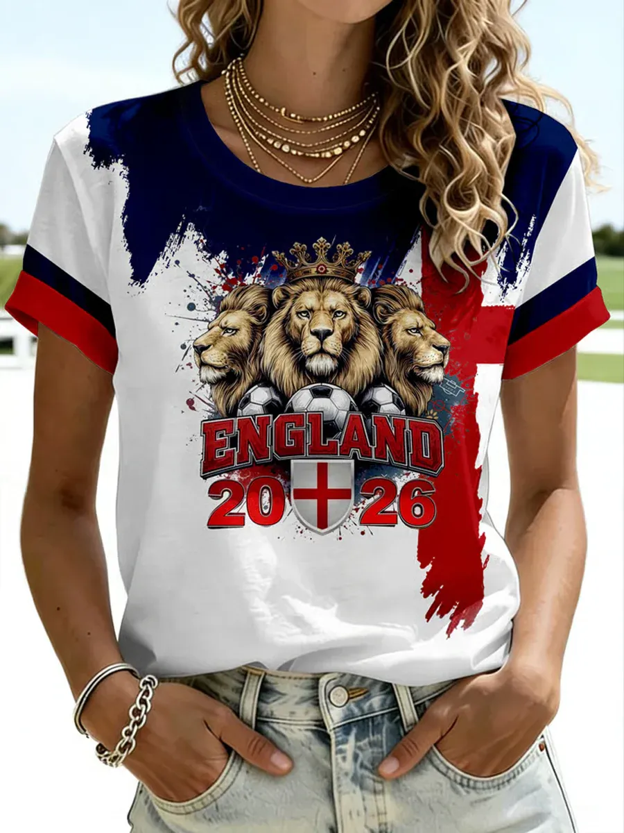 Women's UK Football Lover England Printed short-sleeved T-shirt
