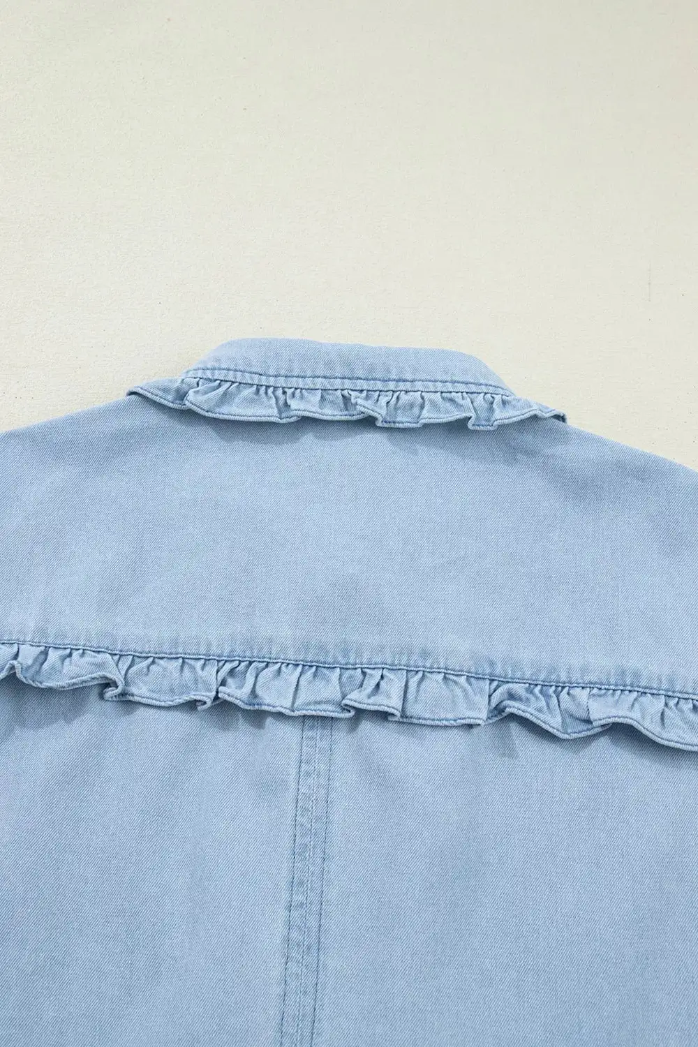 Denim Pocketed Ruffle Dress Casual