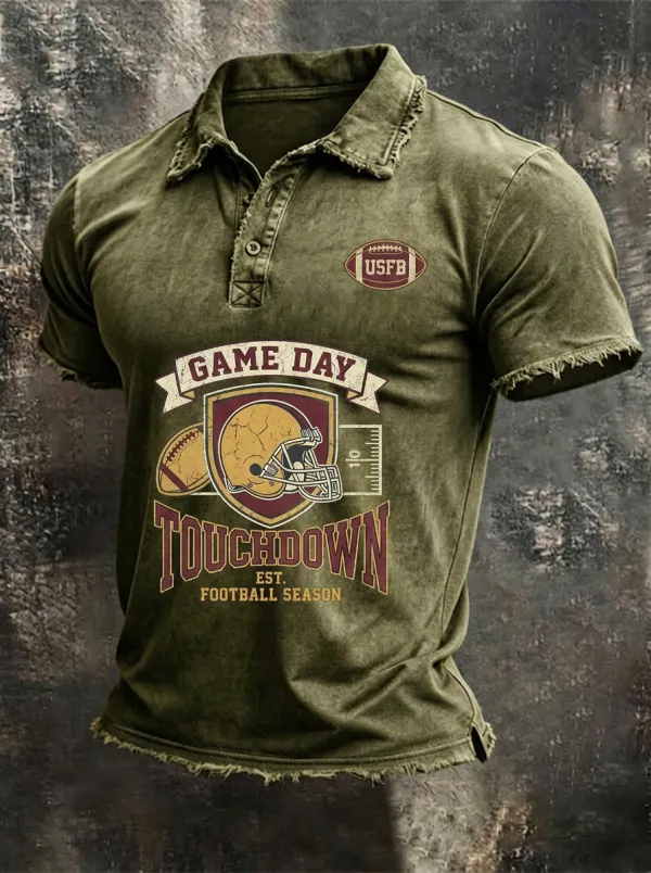 Weekend Football Game Day Touchdown Graphic Polo Shirt