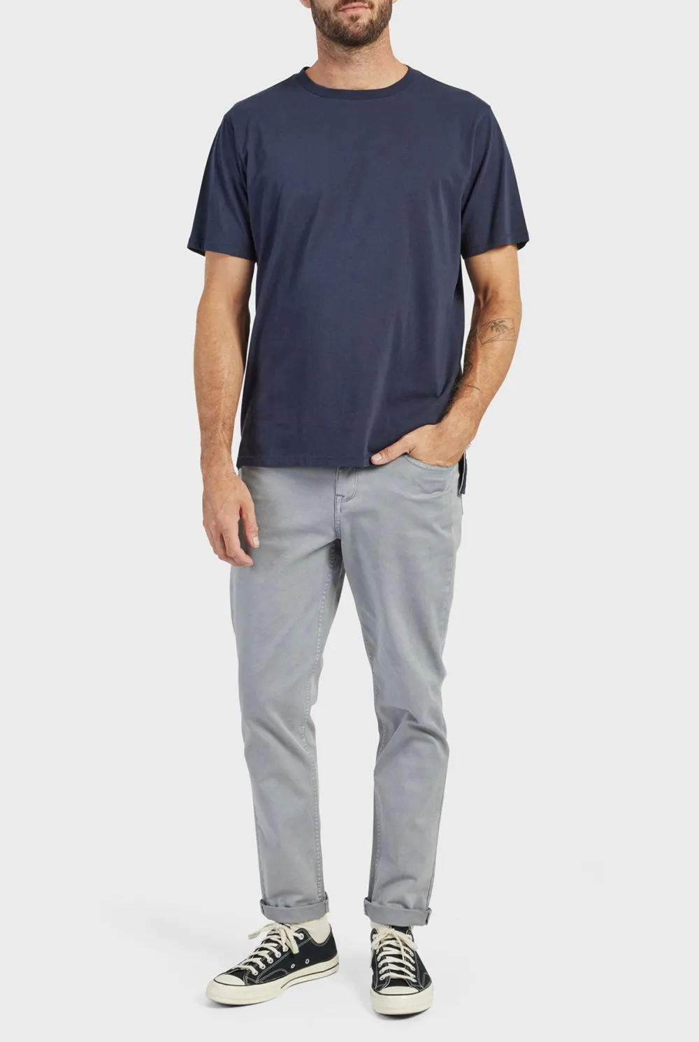 Relaxed Tapered Cotton Twill Casual Trousers