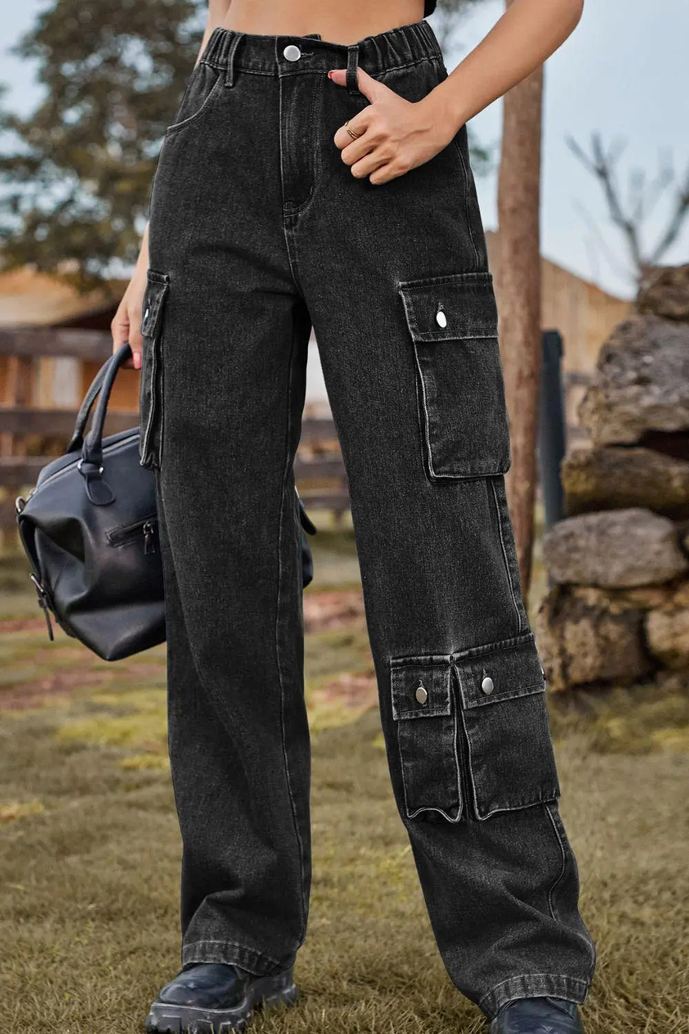 Loose Fit Long Pocket Denim Jeans