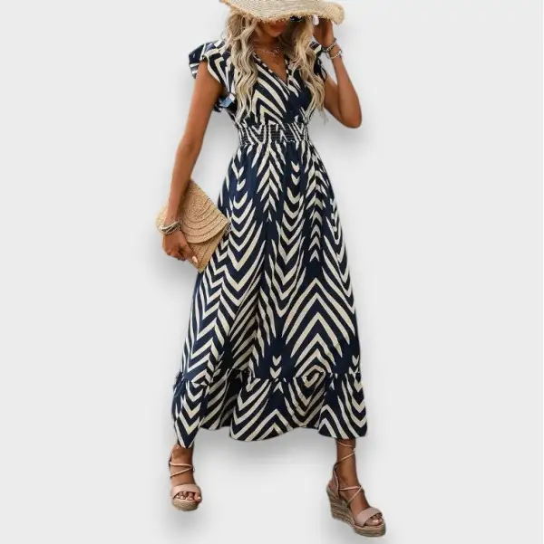 Printed Smocked Midi Dress