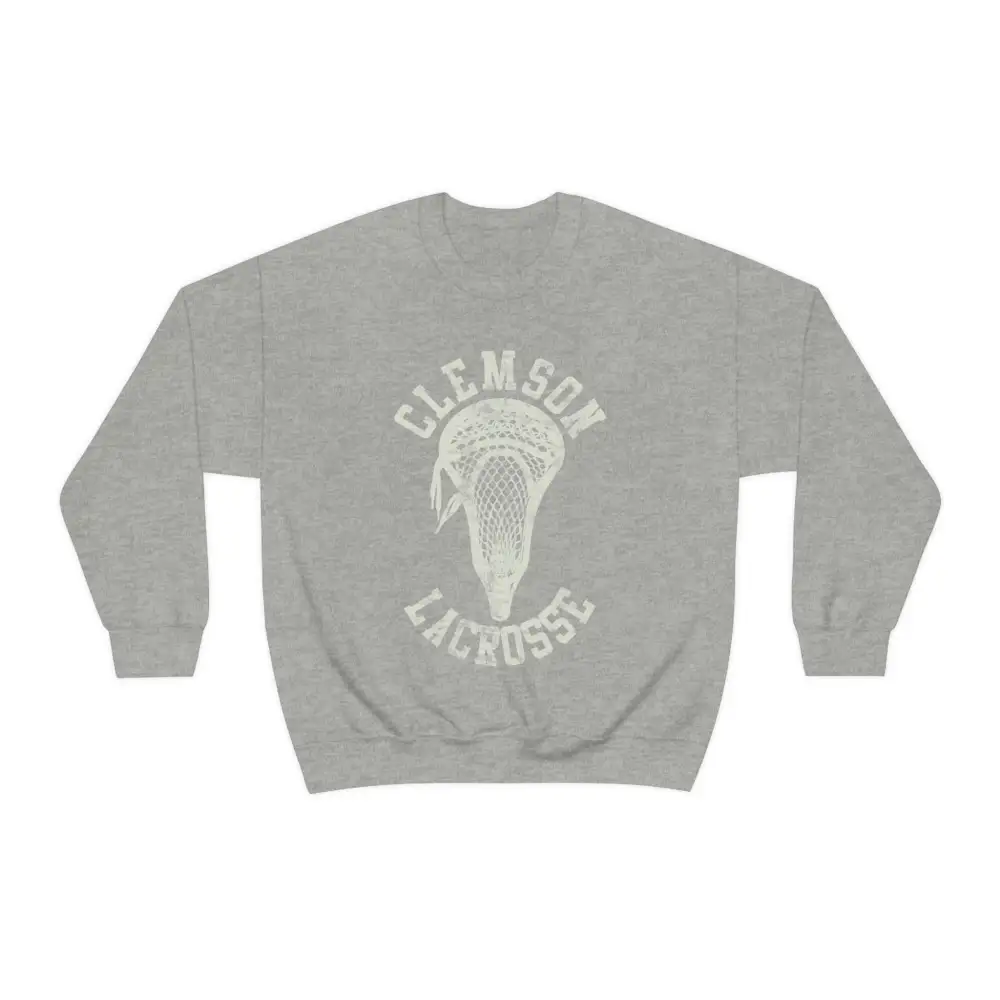Large Print Stick Head Lacrosse Graphic Crewneck Sweatshirt
