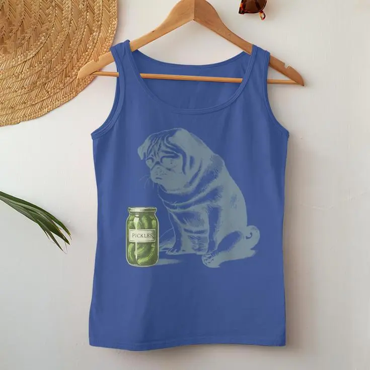 Vintage Sad Pug With Pickles Women Tank Top