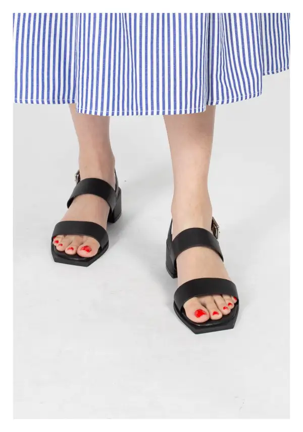 Streamlined Faux Leather Heeled Sandals