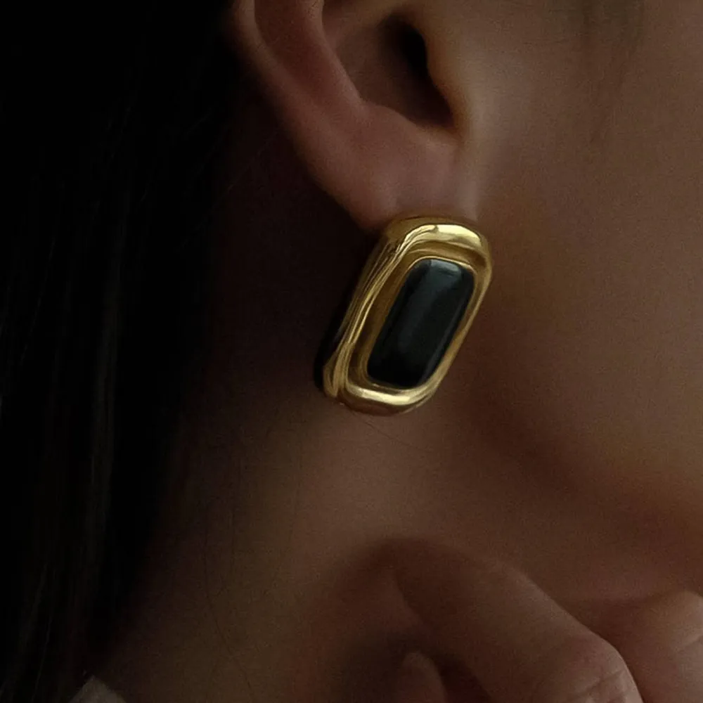 Square Stone Accent Earrings
